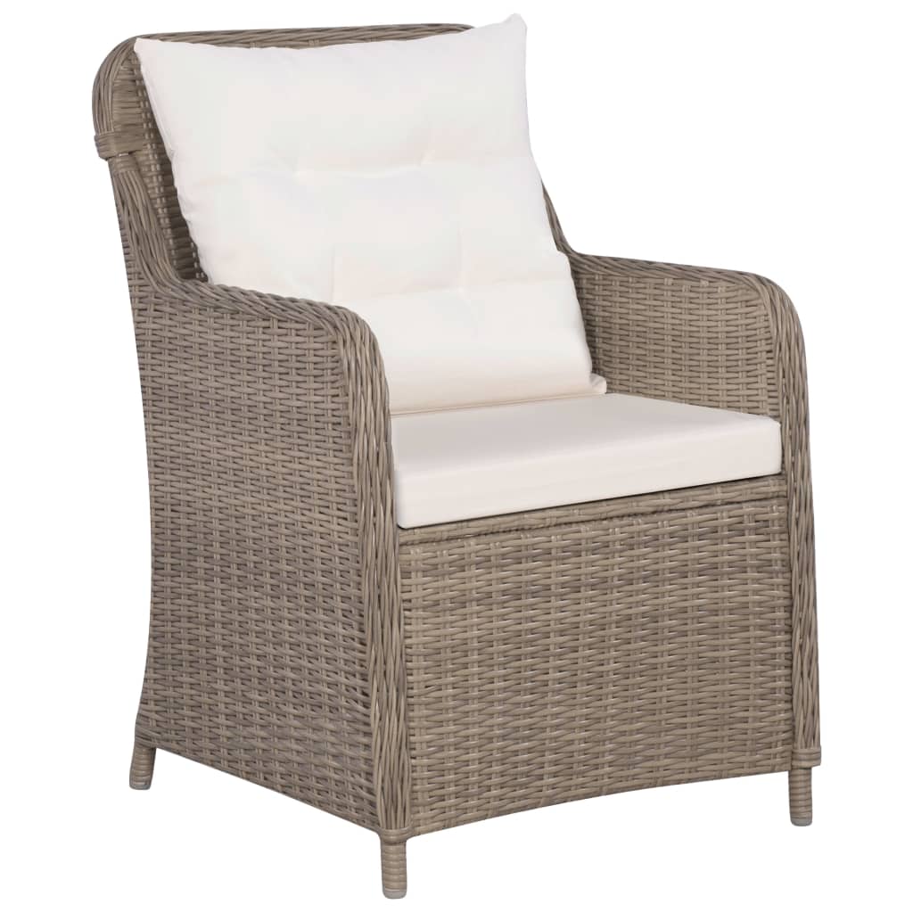 Set da Pranzo per Giardino 5 pz con Cuscini Polyrattan Marrone