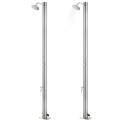 Doccia da Giardino con Base Marrone 220 cm in Acciaio Inox