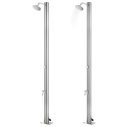 Doccia da Giardino con Base Grigia 220 cm in Acciaio Inox