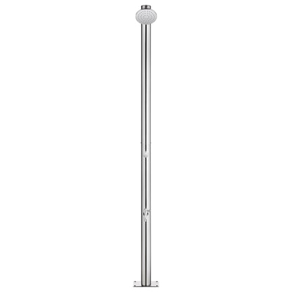 Doccia da Giardino con Base Grigia 220 cm in Acciaio Inox