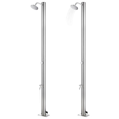 Doccia da Giardino con Base Marrone 220 cm in Acciaio Inox