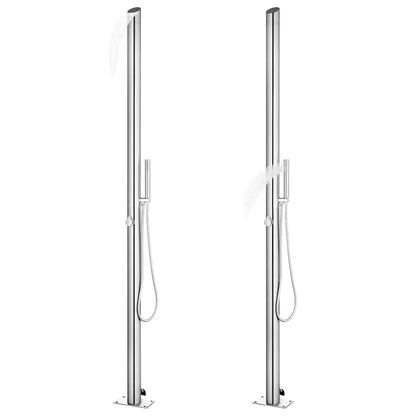 Doccia da Giardino con Base Marrone 225 cm in Acciaio Inox