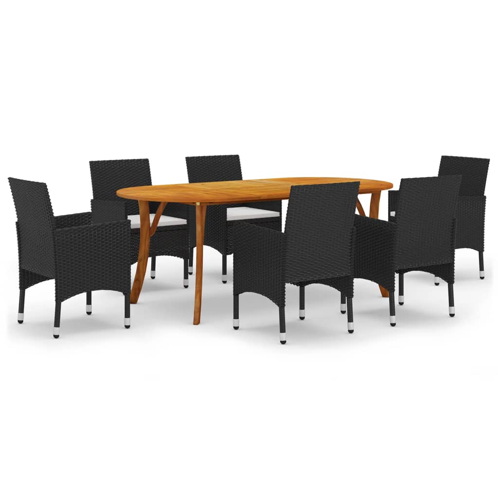 Set Mobili da Pranzo per Giardino 7 pz Nero