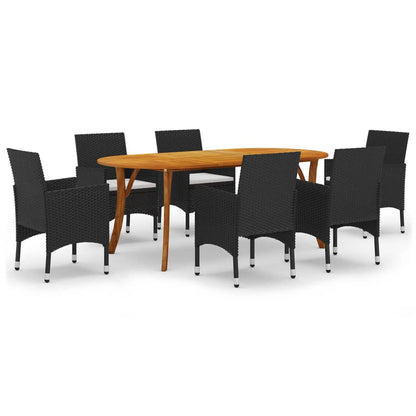 Set Mobili da Pranzo per Giardino 7 pz Nero