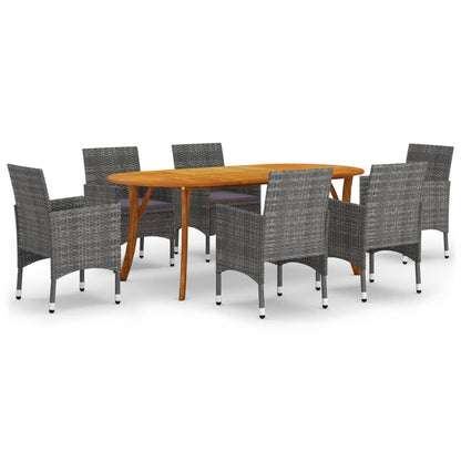 Set Mobili da Pranzo per Giardino 7 pz Grigio