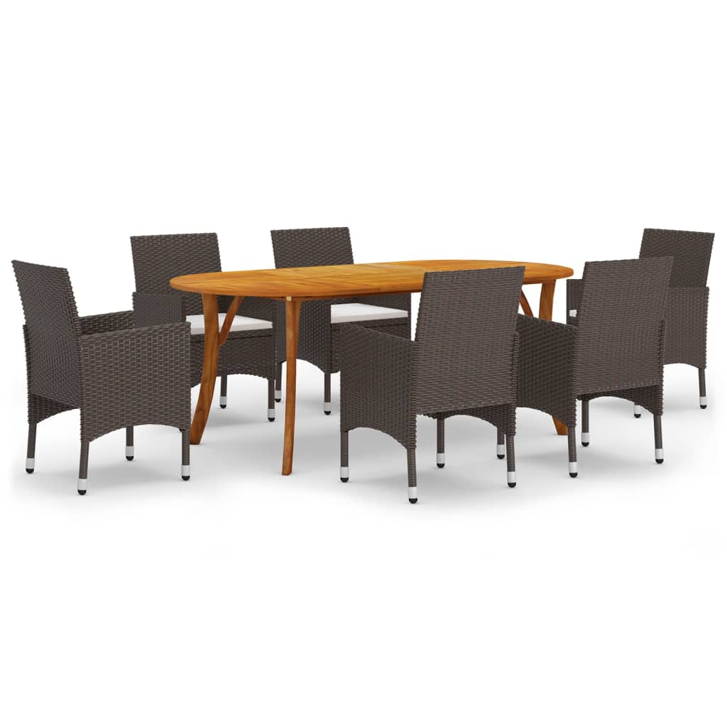 Set Mobili da Pranzo per Giardino 7 pz Marrone