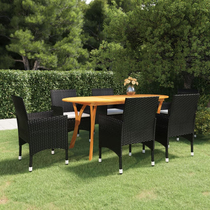 Set Mobili da Pranzo per Giardino 7 pz Nero