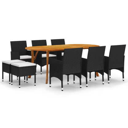 Set Mobili da Pranzo per Giardino 9 pz Nero
