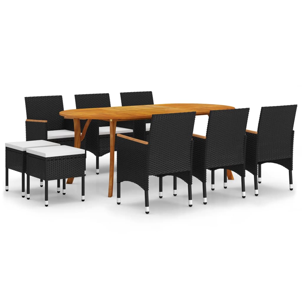 Set Mobili da Pranzo per Giardino 9 pz Nero