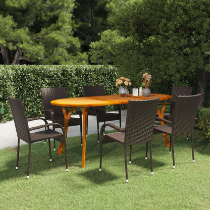 Set Mobili da Pranzo per Giardino 7 pz Marrone