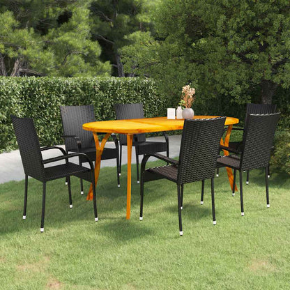 Set Mobili da Pranzo per Giardino 7 pz Nero