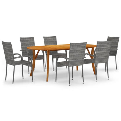 Set da Pranzo per Giardino 7 pz Grigio