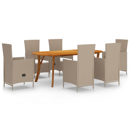 Set Mobili da Pranzo per Giardino 7 pz Beige