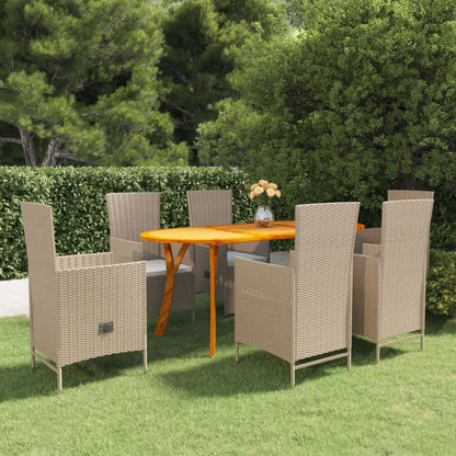 Set Mobili da Pranzo per Giardino 7 pz Beige