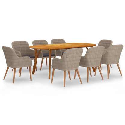 Set da Pranzo da Giardino 9 pz Marrone