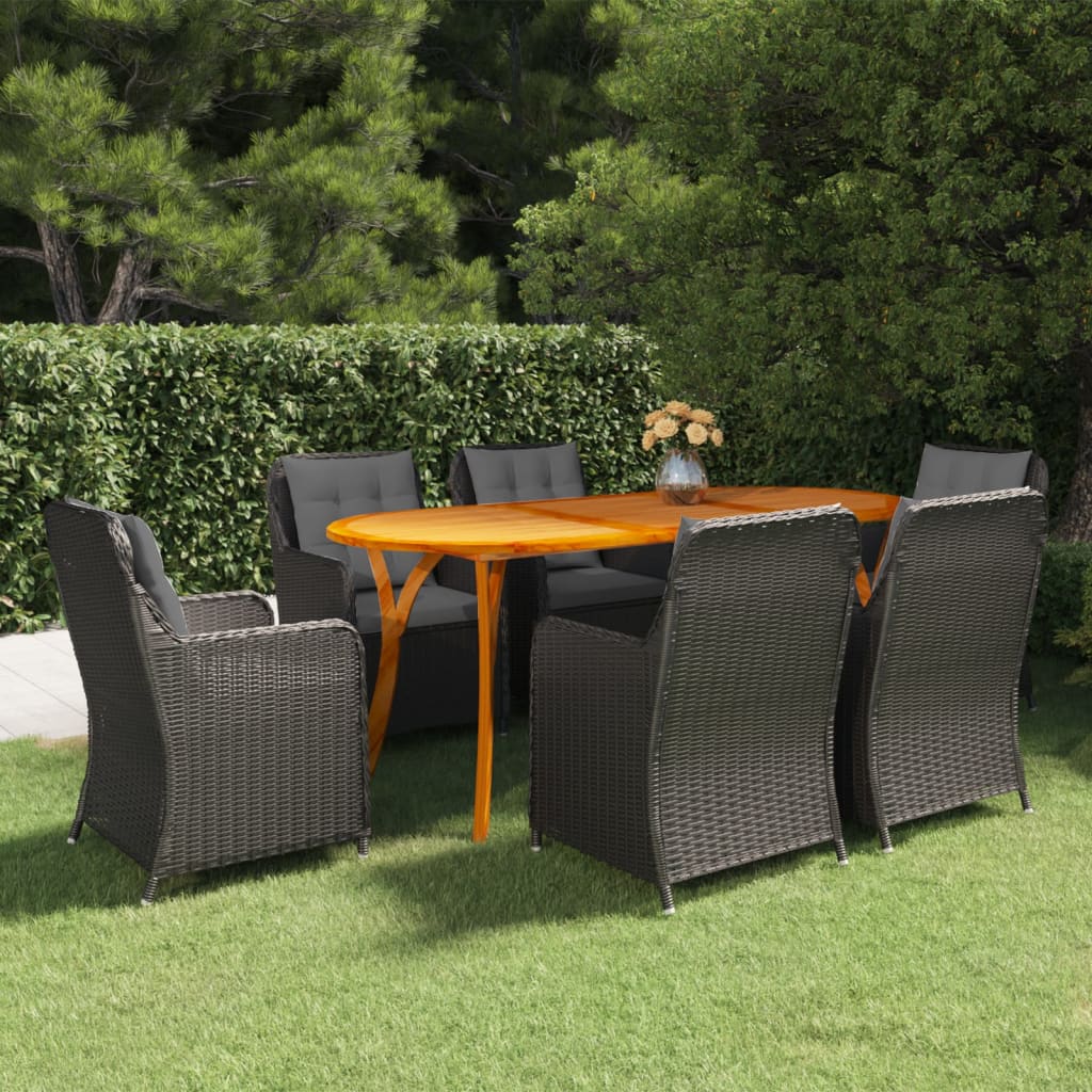 Set Mobili da Pranzo per Giardino 7 pz Nero
