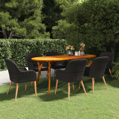 Set Mobili da Pranzo per Giardino 7 pz Nero