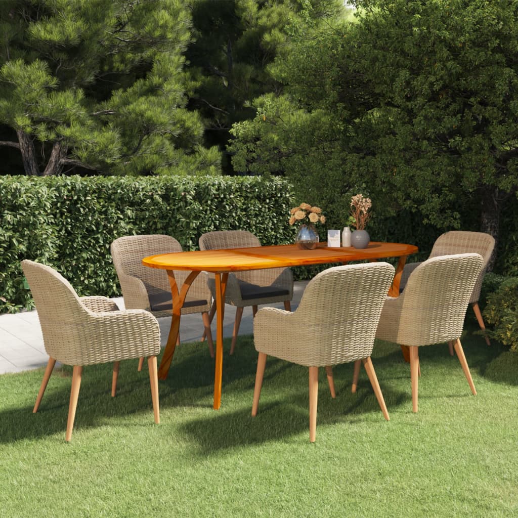 Set Mobili da Pranzo per Giardino 7 pz Marrone