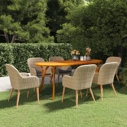 Set Mobili da Pranzo per Giardino 7 pz Marrone