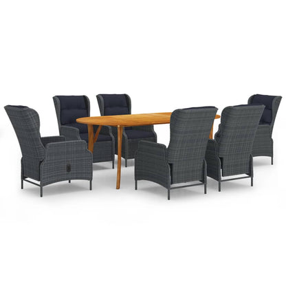 Set Mobili da Pranzo per Giardino 7 pz Grigio Scuro