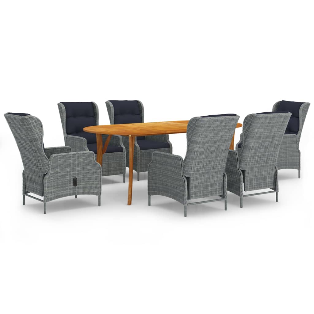 Set Mobili da Pranzo per Giardino 7 pz Grigio Chiaro