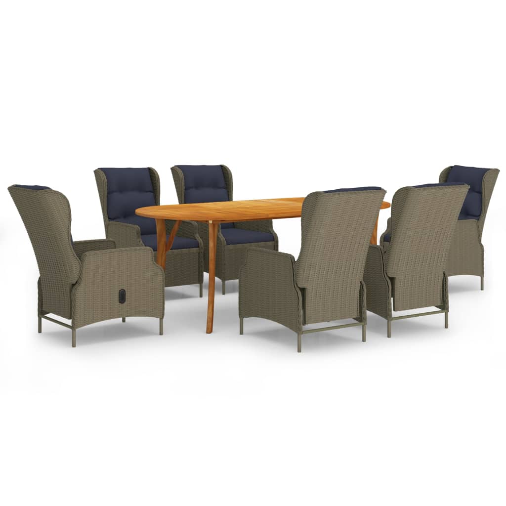 Set Mobili da Pranzo per Giardino 7 pz Marrone