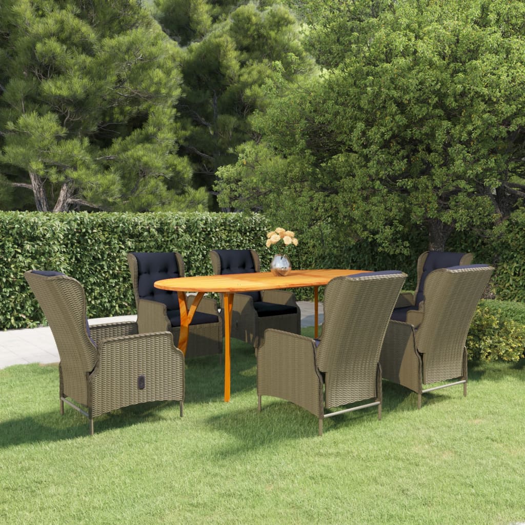 Set Mobili da Pranzo per Giardino 7 pz Marrone
