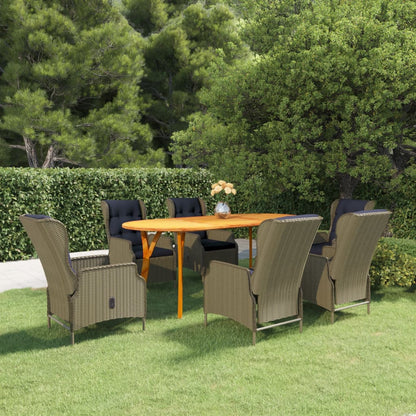 Set Mobili da Pranzo per Giardino 7 pz Marrone