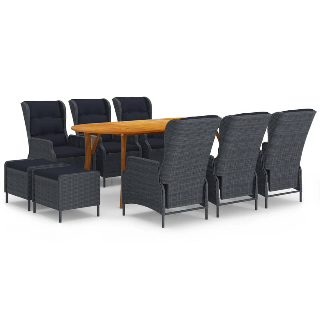 Set Mobili da Pranzo per Giardino 9 pz Grigio Scuro