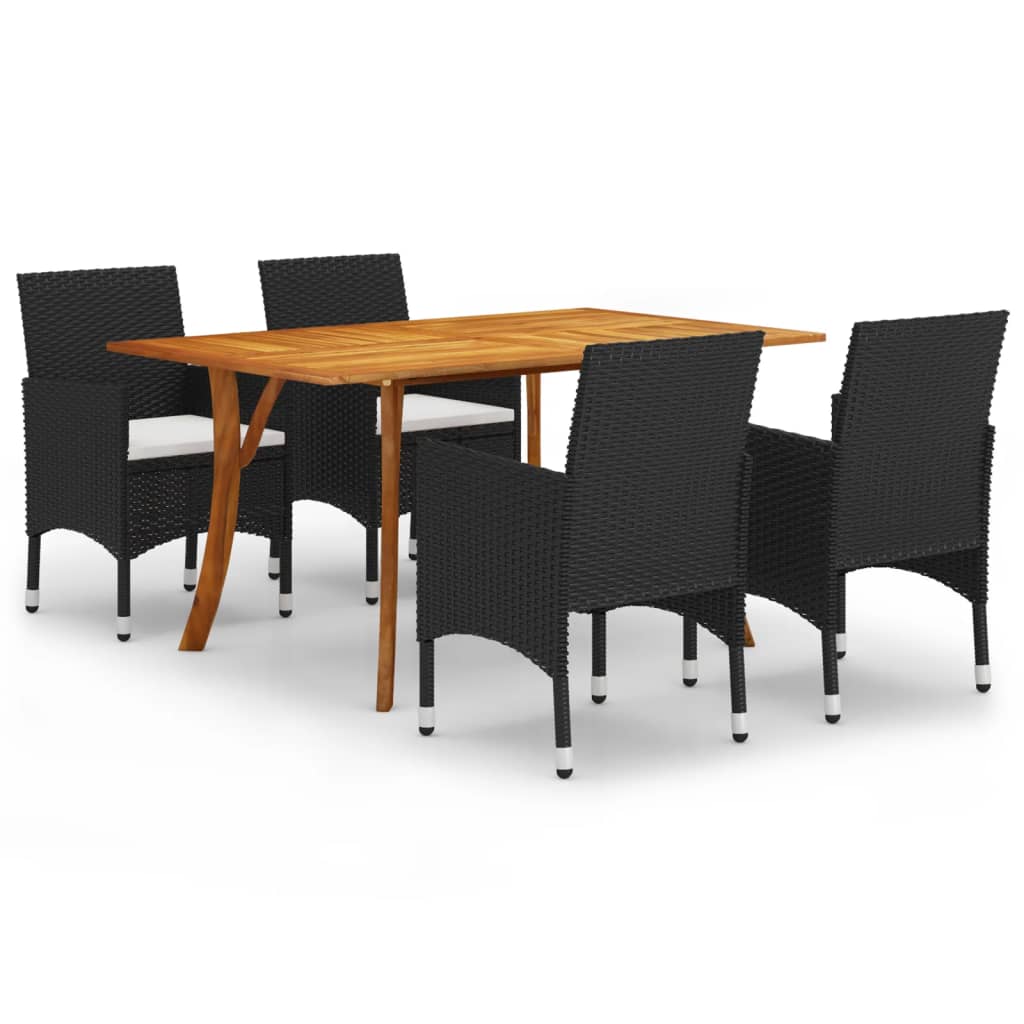 Set Mobili da Pranzo per Giardino 5 pz Nero