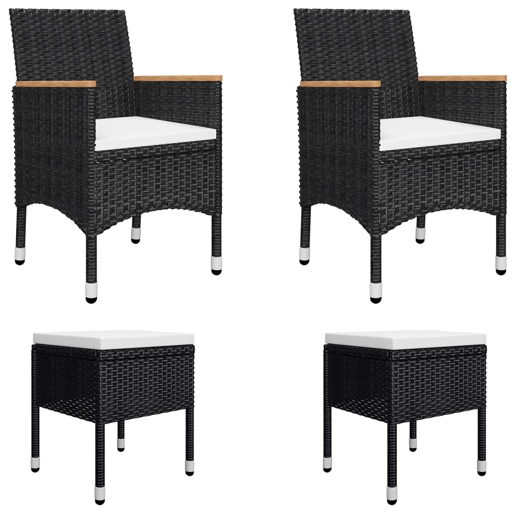 Set Mobili da Pranzo per Giardino 5 pz Nero