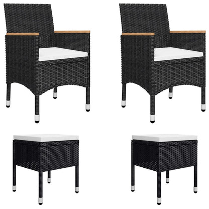 Set Mobili da Pranzo per Giardino 5 pz Nero