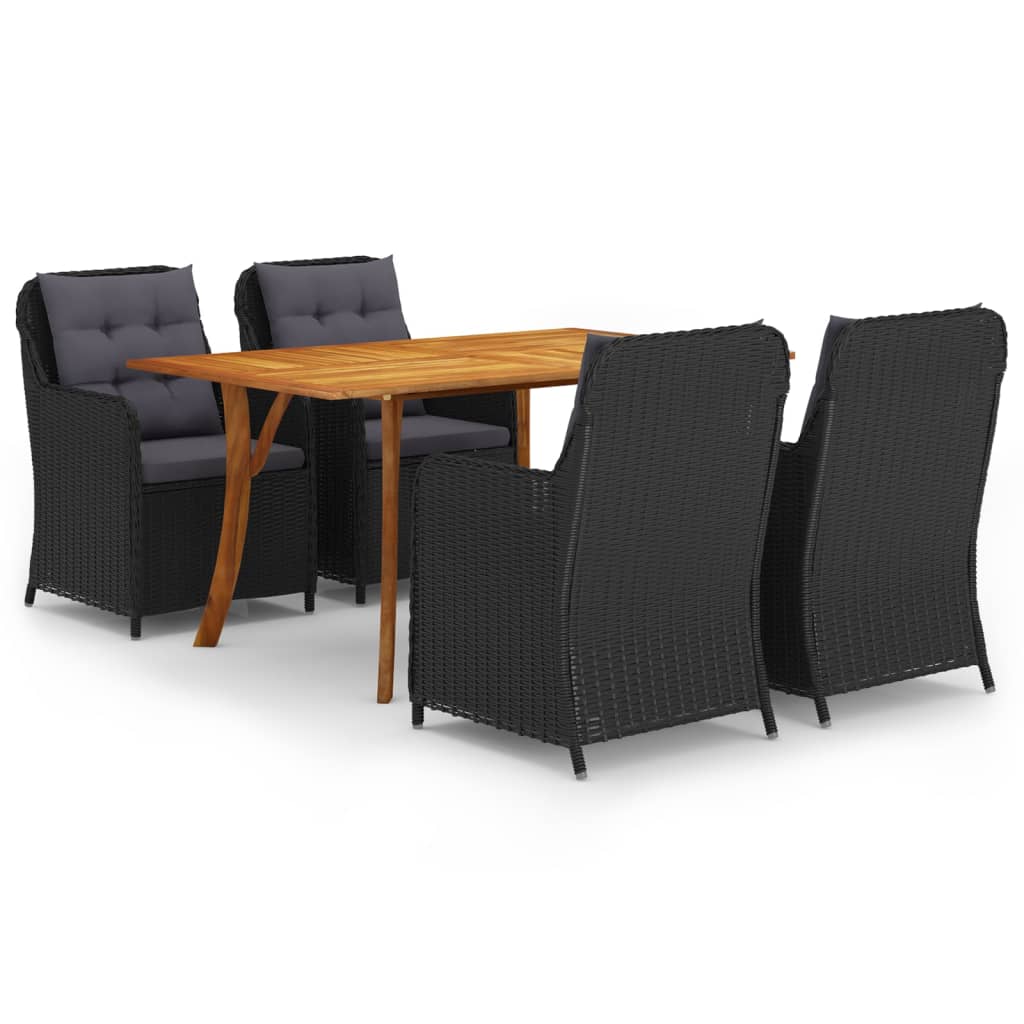 Set Mobili da Pranzo per Giardino 5 pz Nero