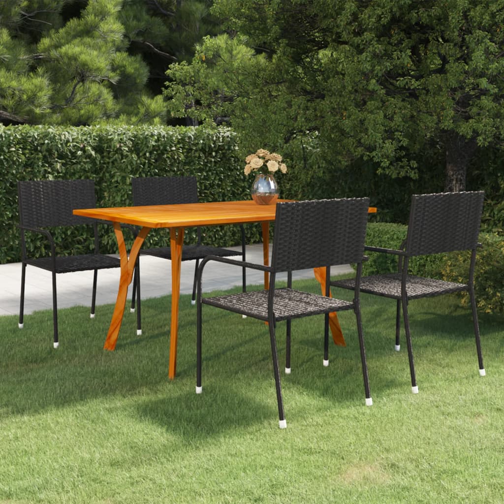 Set Mobili da Pranzo per Giardino 5 pz Nero