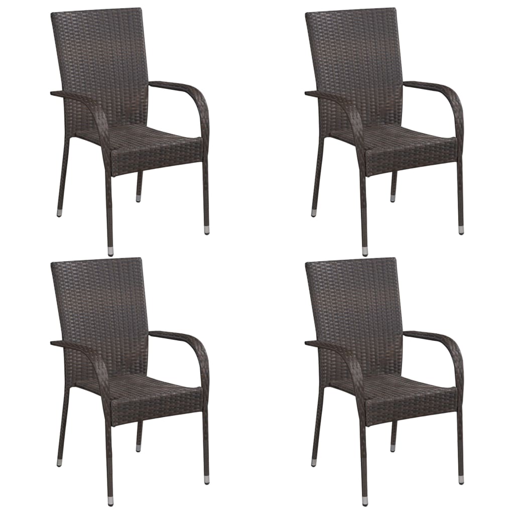Set Mobili da Pranzo Giardino 5 pz in Polyrattan Marrone