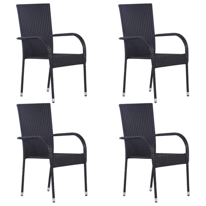 Set Mobili da Pranzo Giardino 5 pz in Polyrattan Nero