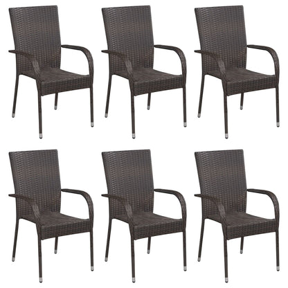 Set Mobili da Pranzo Giardino 7 pz in Polyrattan Marrone