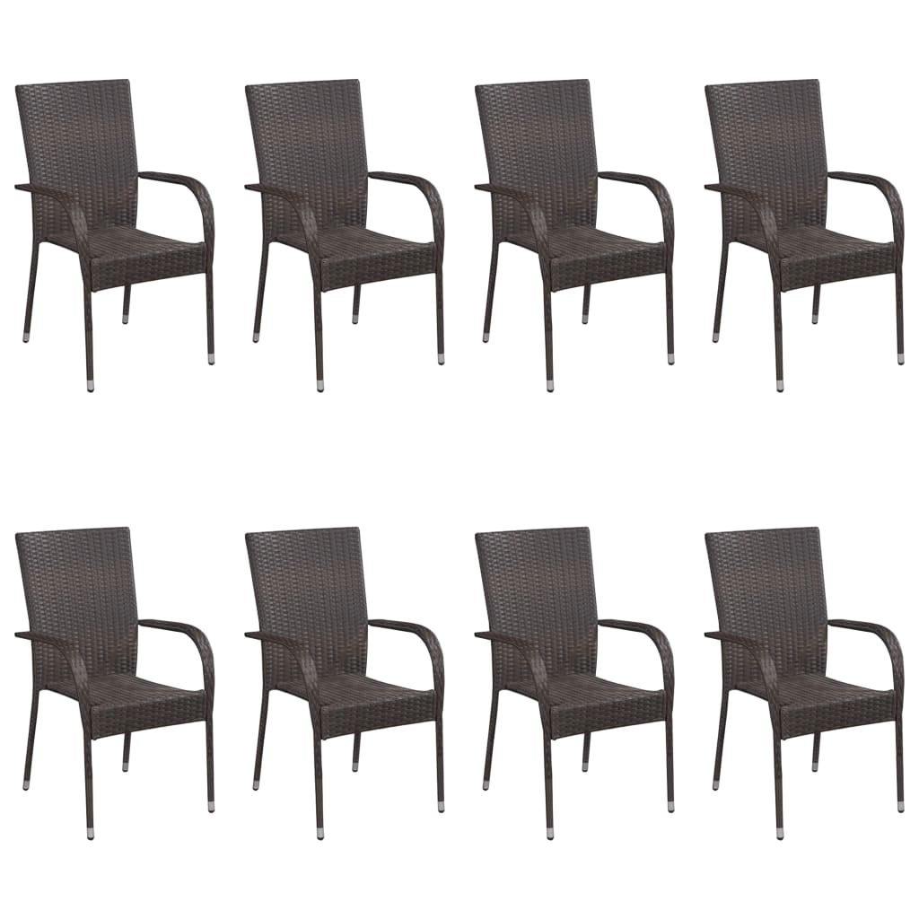 Set Mobili da Pranzo Giardino 9 pz in Polyrattan Grigio