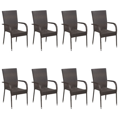Set Mobili da Pranzo Giardino 9 pz in Polyrattan Grigio