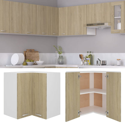 Pensile Angolare Rovere Sonoma 57x57x60 cm in Legno Multistrato