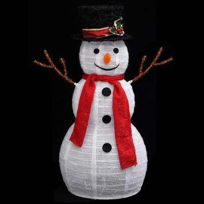 Figura Natalizia Pupazzo di Neve a LED Tessuto Pregiato 60 cm