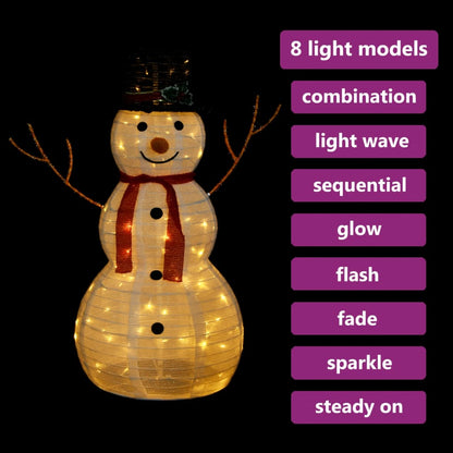 Figura Natalizia Pupazzo di Neve a LED Tessuto Pregiato 90 cm