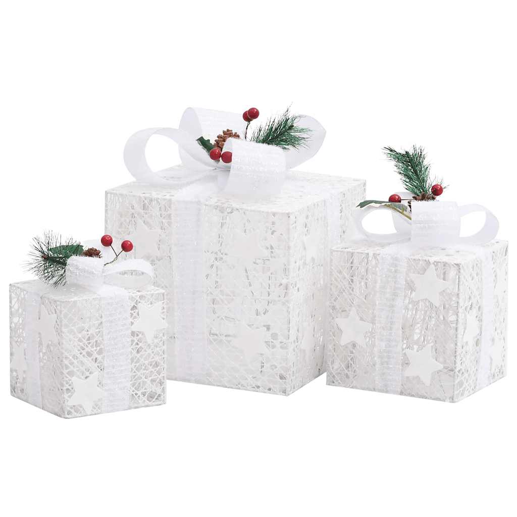 Scatole Regalo Decorative Natale 3pz Bianche da Esterno Interni