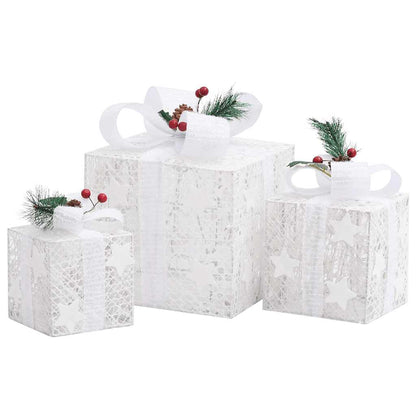 Scatole Regalo Decorative Natale 3pz Bianche da Esterno Interni