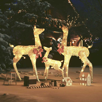 Decorazione Natalizia con Famiglia di Renne Oro 201 LED