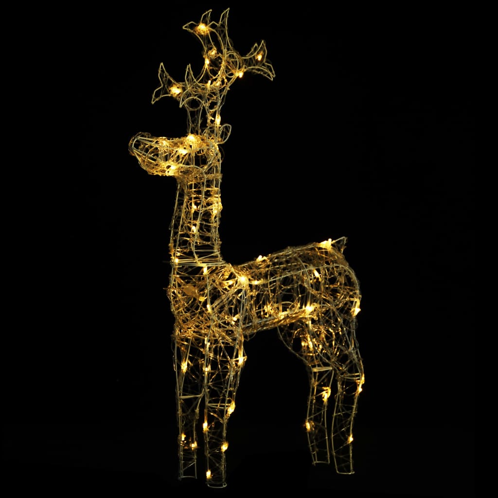 Renne e Slitta Decorazione Natale 90 LED 60x16x100 cm Acrilico