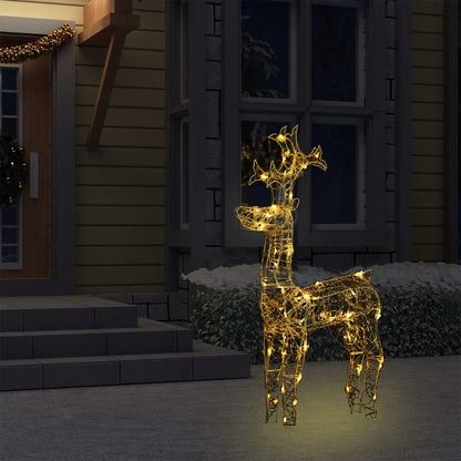 Renne e Slitta Decorazione Natale 90 LED 60x16x100 cm Acrilico