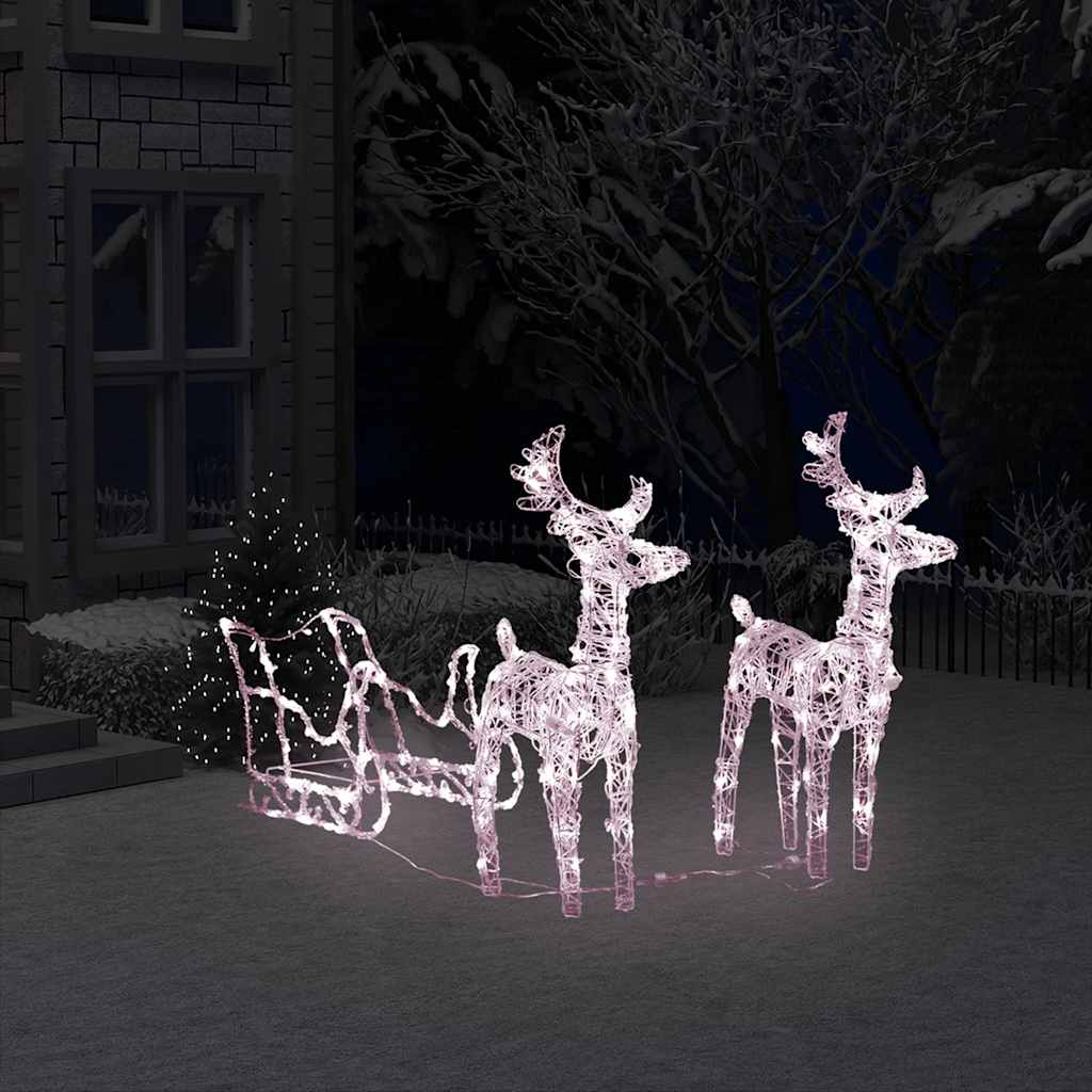 Decorazione Natalizia Renne e Slitta 160 LED 130 cm in Acrilico