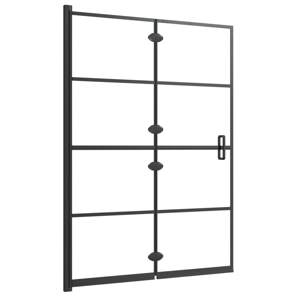 Pannello Doccia Pieghevole in ESG 100x140 cm Nero