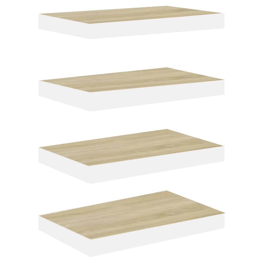Scaffali a Parete 4 pz Rovere e Bianco 40x23x3,8 cm in MDF